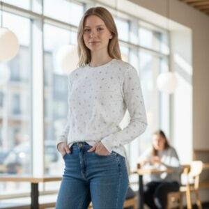 Alpine White Floral Long Sleeve Top